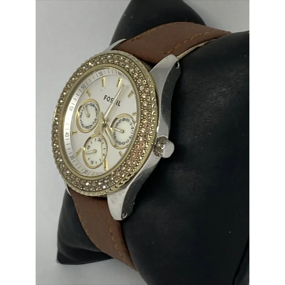 Fossil Stella ES2944 Women's Brown Leather Analog Dial Quartz Wrist Watch WO561